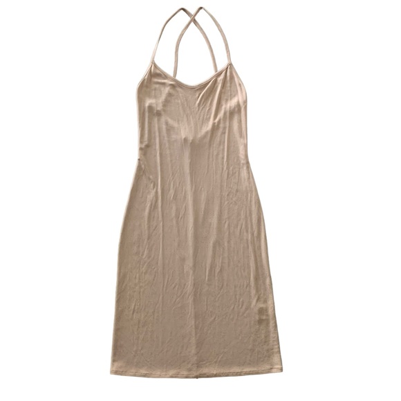 SOLD — Vintage Valentino | Les Tricots Miss Deanna Nude Slip Dress Gold Speck 44 - Picture 1 of 11